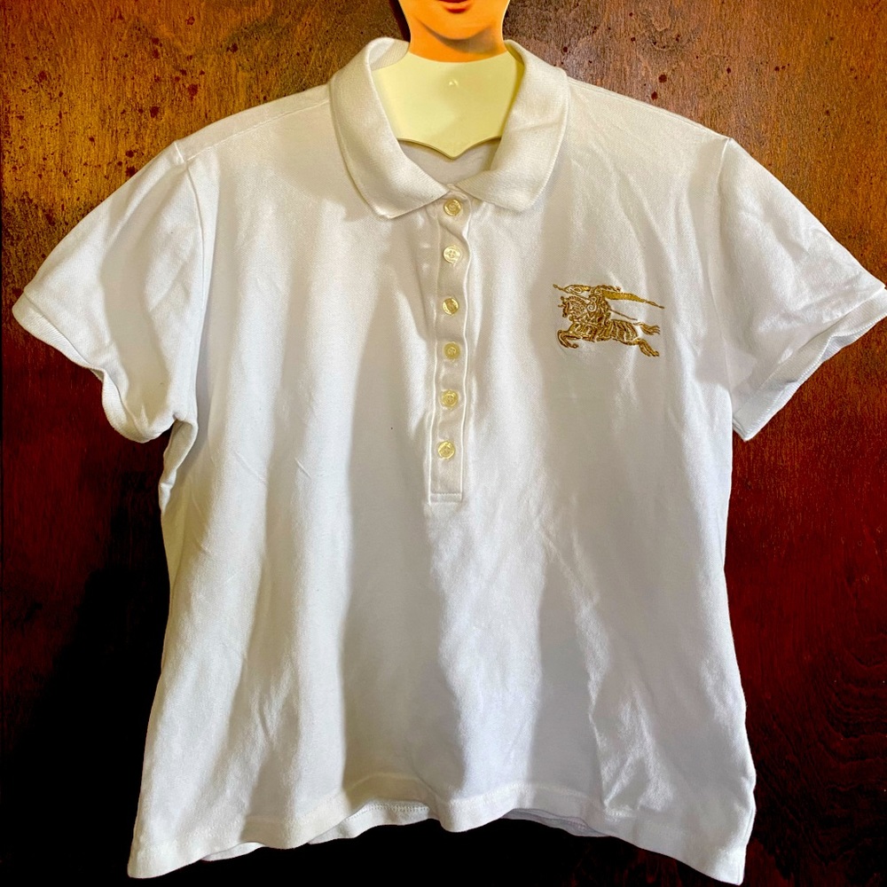 Knightsbridge Burberry white six button polo